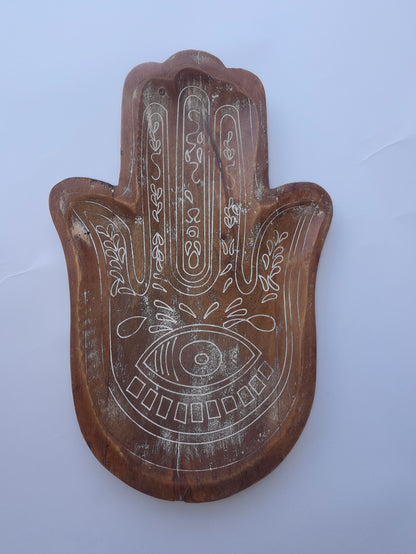 Hamsa Hand Wooden Jewelry Tray