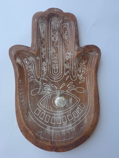 Hamsa Hand Wooden Jewelry Tray