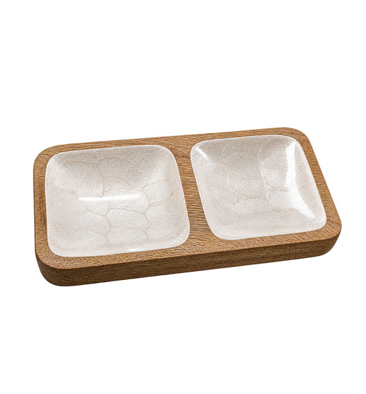 Handcrafted 2-Section Dipping Dish