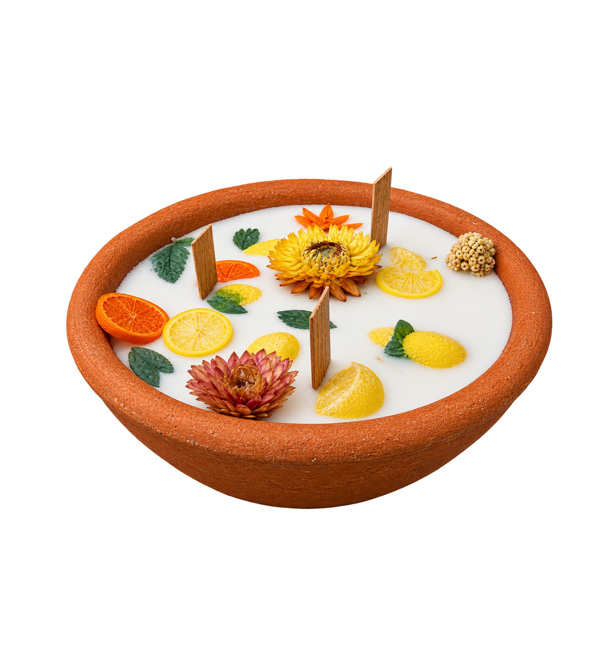 Handmade Terracotta Citrus Candle Bowl