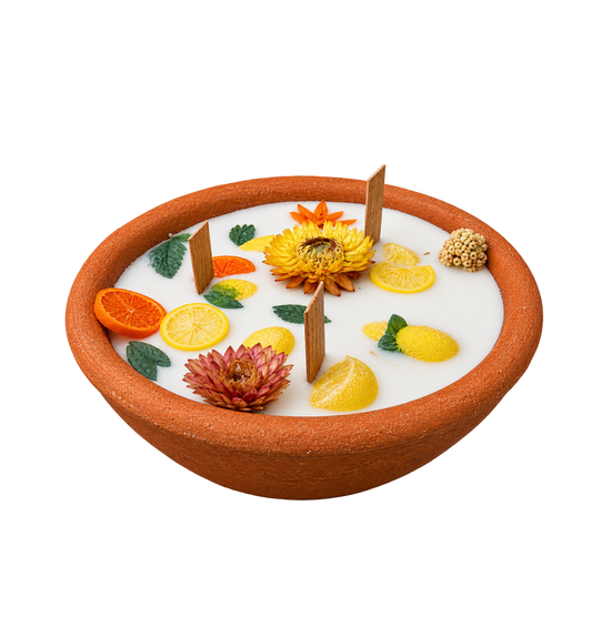 Handmade Terracotta Citrus Candle Bowl