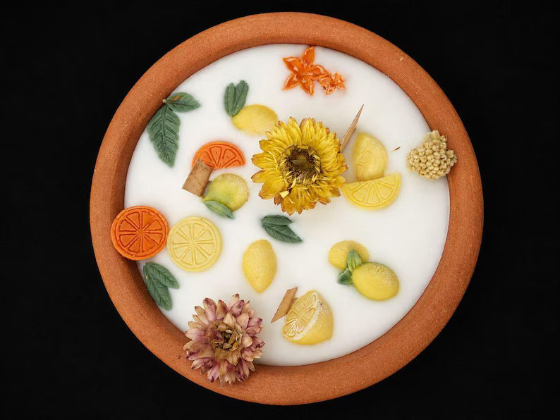Handmade Terracotta Citrus Candle Bowl