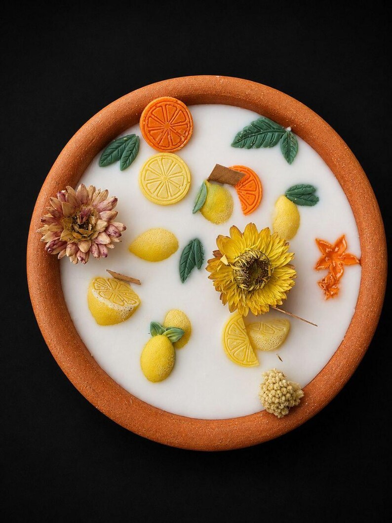Handmade Terracotta Citrus Candle Bowl