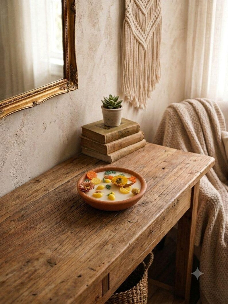 Handmade Terracotta Citrus Candle Bowl