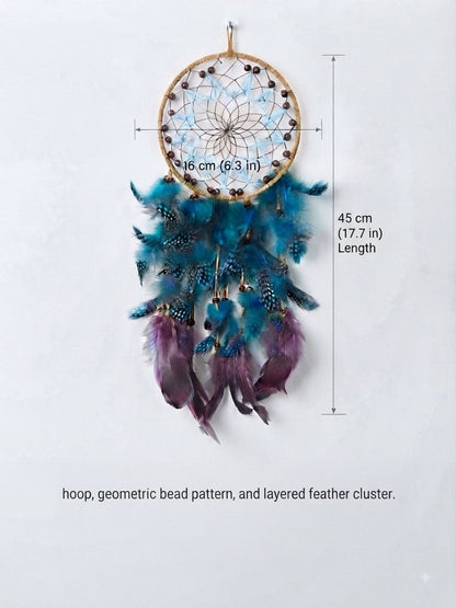 Boho Peacock & Plum Feather Dreamcatcher