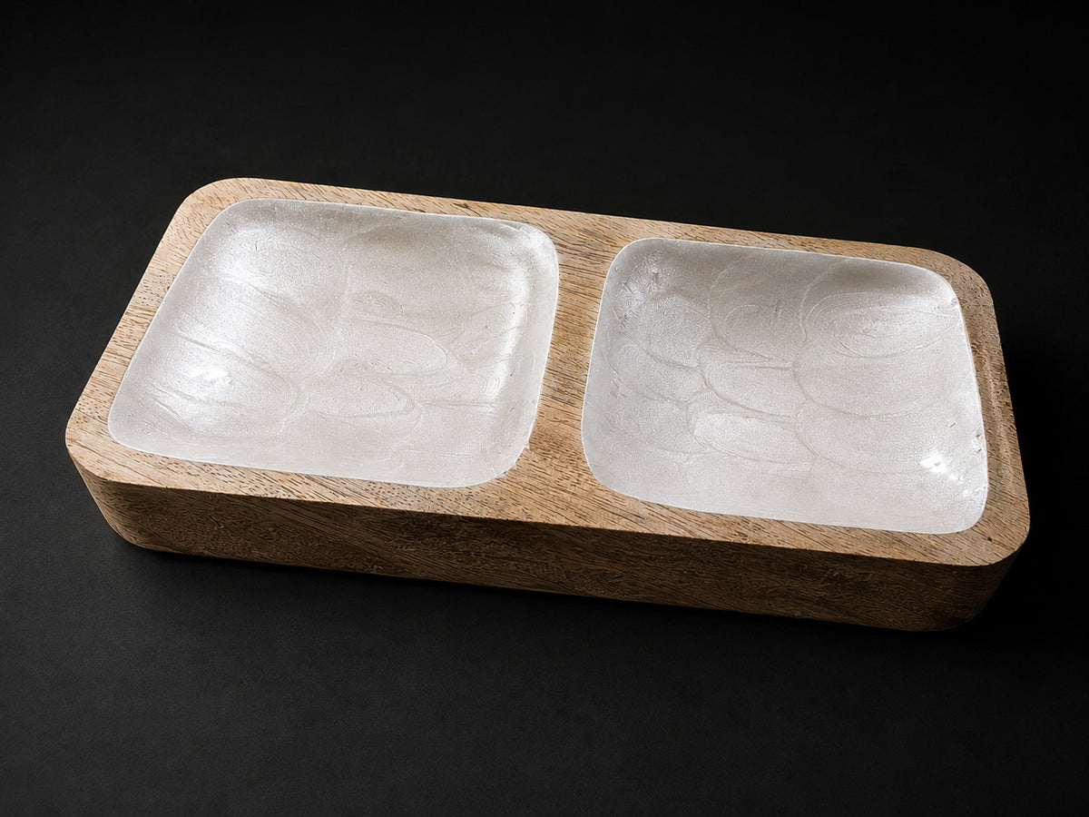 Handcrafted 2-Section Dipping Dish