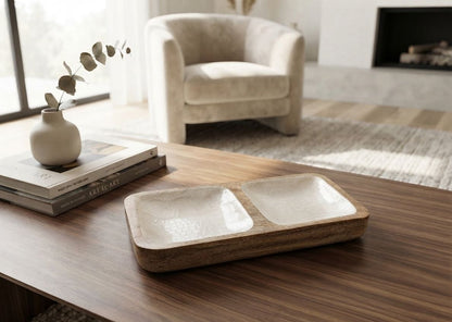 Handcrafted 2-Section Dipping Dish