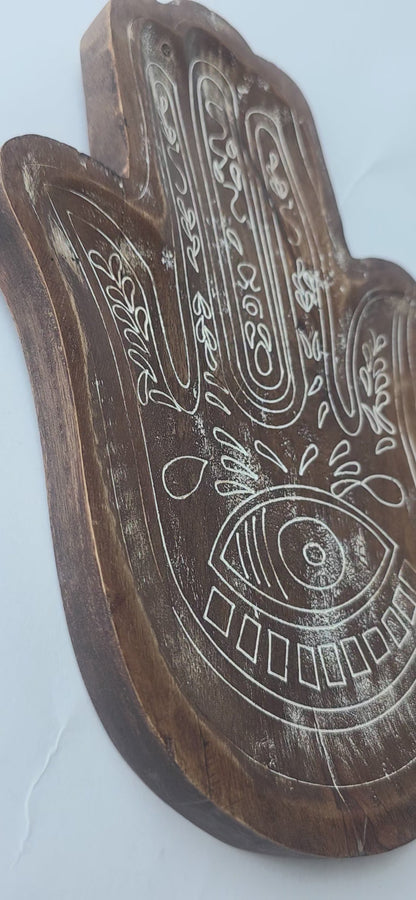 Hamsa Hand Wooden Jewelry Tray